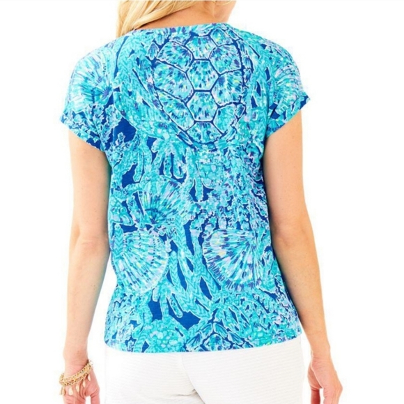 Lilly Pulitzer Daley Tee Xsmall Oversized Tortuga Time Turtles Beach Preppy M - Picture 2 of 15
